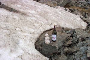Colorado Cottonwood Pass snow patch was excellent for chilling a local Colorado white wine.
